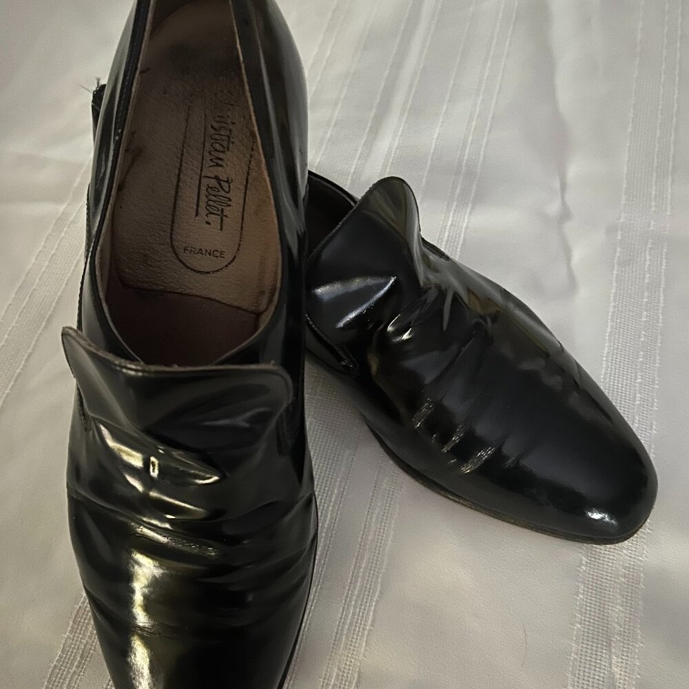 Men's Black Patent Leather Slip-On Dress Shoes Size 10.5